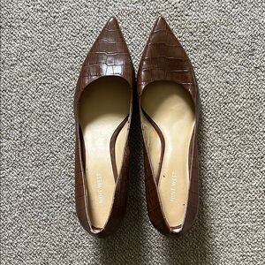 Nine West Brown Croc-Embossed Women's Heels